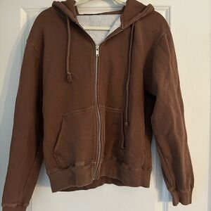 Brandy Melville Brown Zip-Up Hoodie